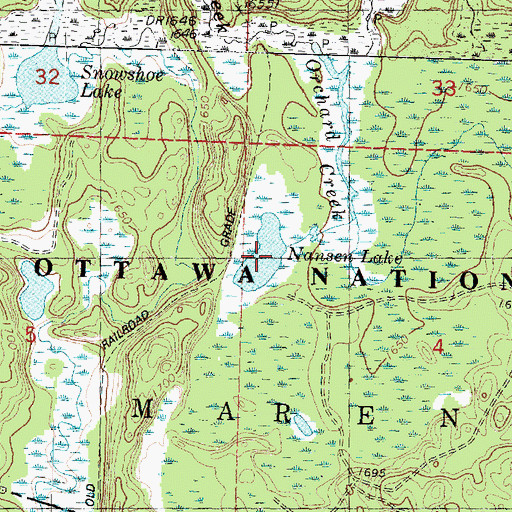 Topographic Map of Nansen Lake, MI