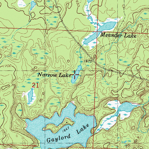 Topographic Map of Narrow Lake, MI