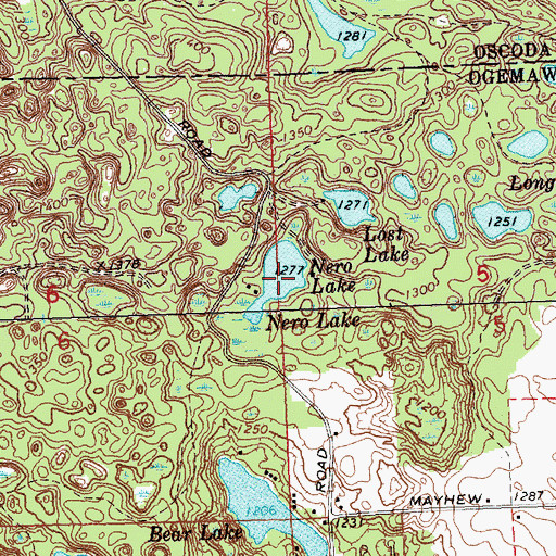 Topographic Map of Nero Lake, MI