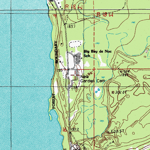 Topographic Map of New Garden Cemetery, MI