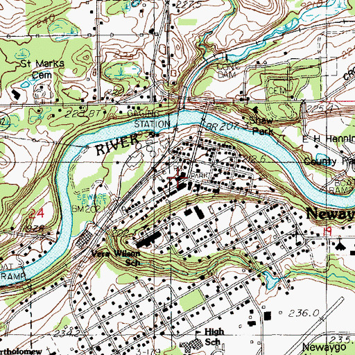 Topographic Map of Newaygo, MI