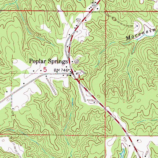 Topographic Map of New Poplar Springs Church, AL