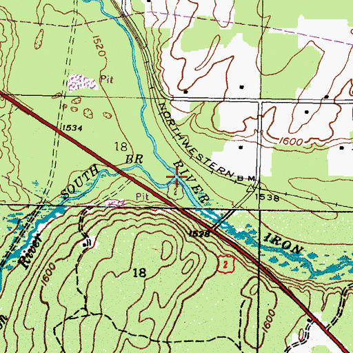 Topographic Map of North Branch Iron River, MI