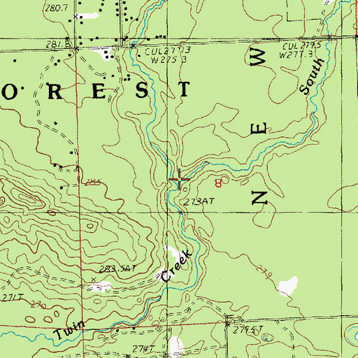 Topographic Map of North Branch Twin Creek, MI