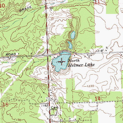 Topographic Map of North Helmer Lake, MI
