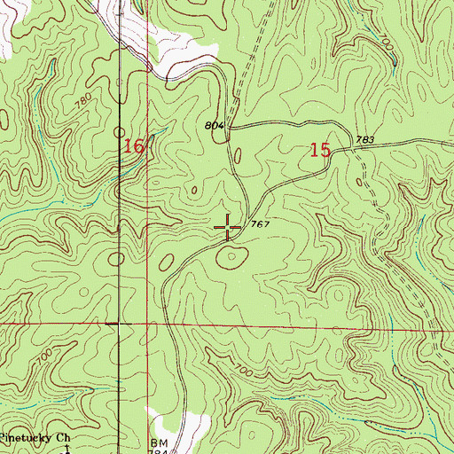 Topographic Map of Pinetucky Church (historical), AL