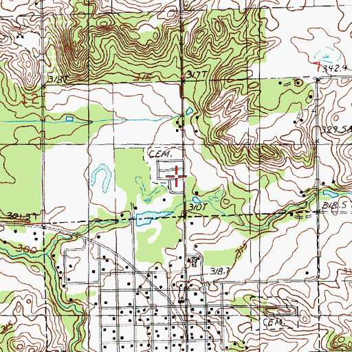 Topographic Map of North Park Cemetery, MI