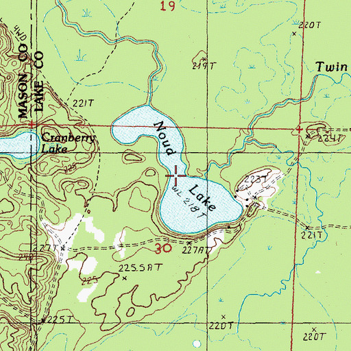 Topographic Map of Noud Lake, MI