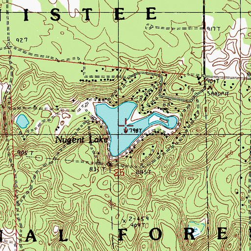 Topographic Map of Nugent Lake, MI