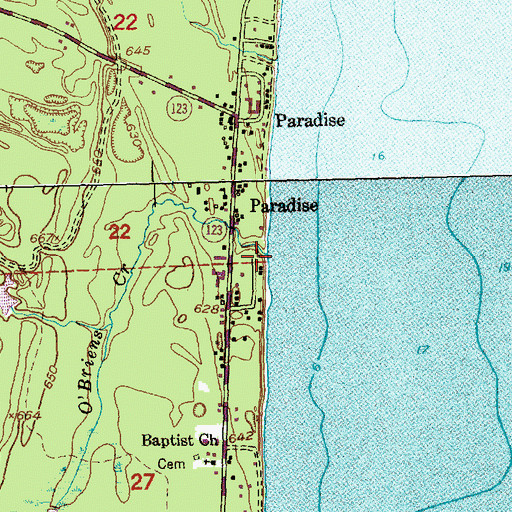 Topographic Map of O'Briens Creek, MI