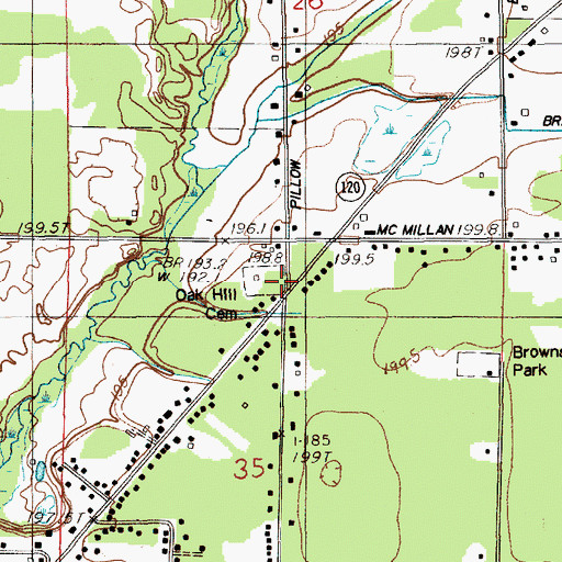 Topographic Map of Oak Hill Cemetery, MI