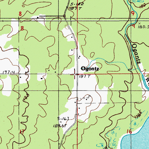 Topographic Map of Ogontz, MI