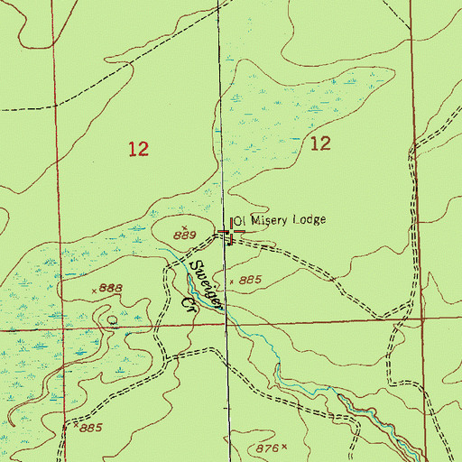 Topographic Map of Ol Misery Lodge, MI