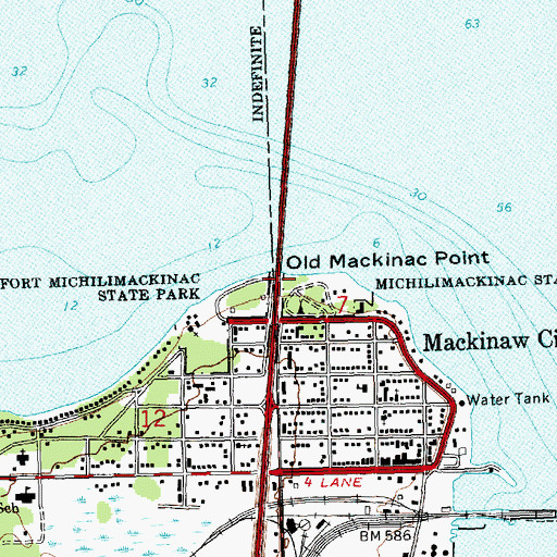 Topographic Map of Old Mackinac Point, MI