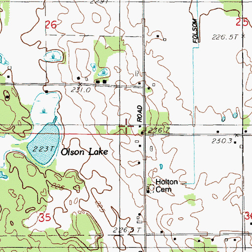 Topographic Map of Olson School, MI