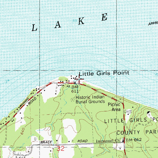 Topographic Map of Omans Creek, MI