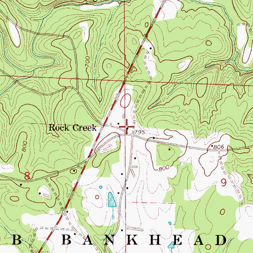 Topographic Map of Rock Creek Church, AL