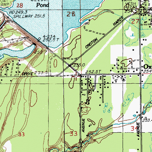 Topographic Map of Oxbow, MI