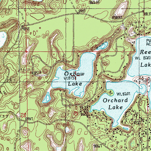 Topographic Map of Oxbow Lake, MI