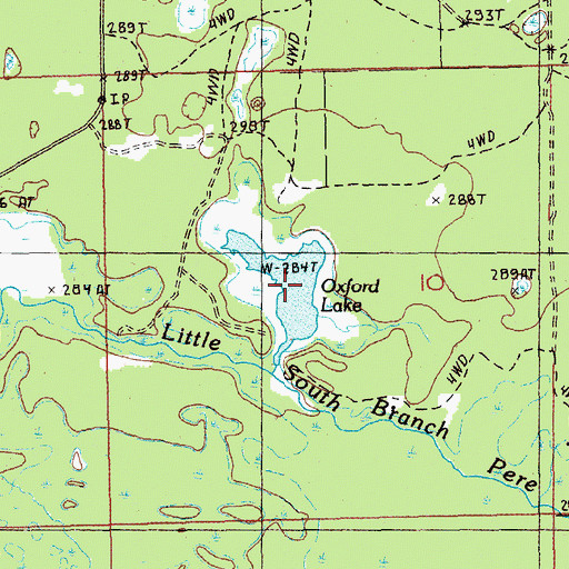 Topographic Map of Oxford Lake, MI