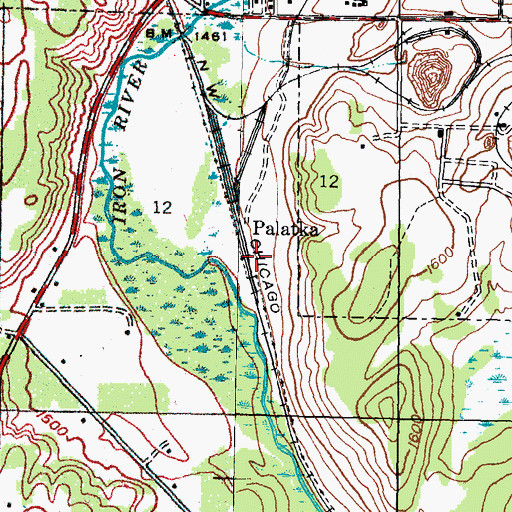 Topographic Map of Palatka, MI