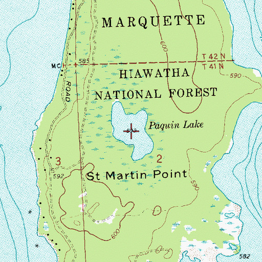 Topographic Map of Paquin Lake, MI