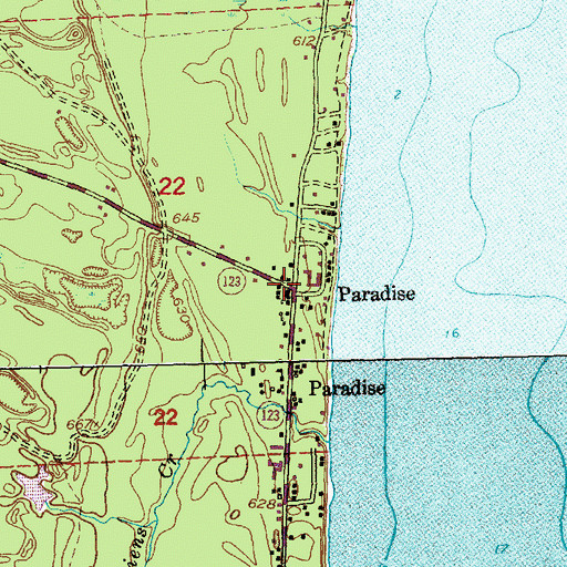 Topographic Map of Paradise, MI