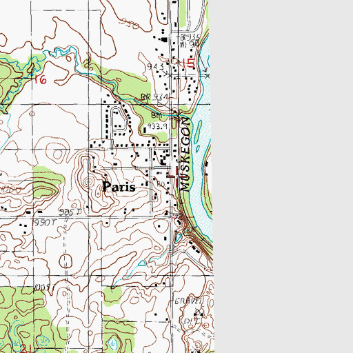 Topographic Map of Paris, MI