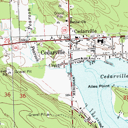 Topographic Map of Pearson Creek, MI
