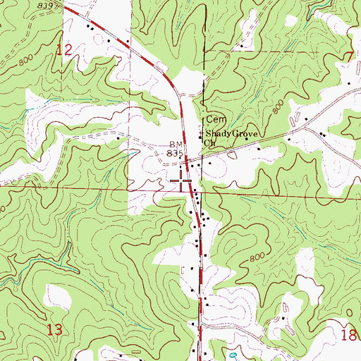 Topographic Map of Wilburn Chapel, AL