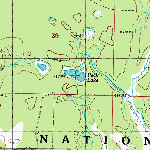 Topographic Map of Peck Lake, MI