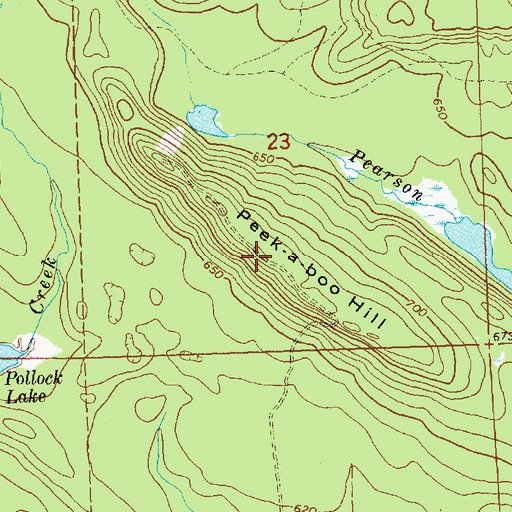 Topographic Map of Peek-A-Boo Hill, MI