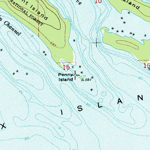 Topographic Map of Penny Island, MI