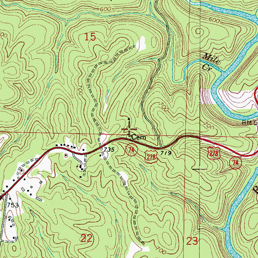 Topographic Map of Williams Chapel Cemetery, AL