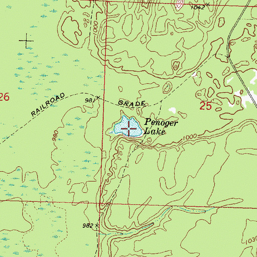 Topographic Map of Penoger Lake, MI