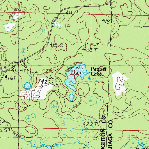 Topographic Map of Pequet Lake, MI