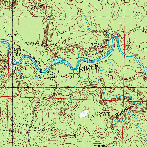 Topographic Map of Perch River, MI