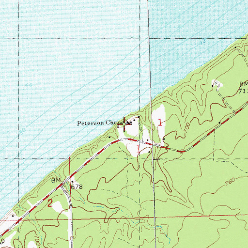 Topographic Map of Peterson Chapel, MI