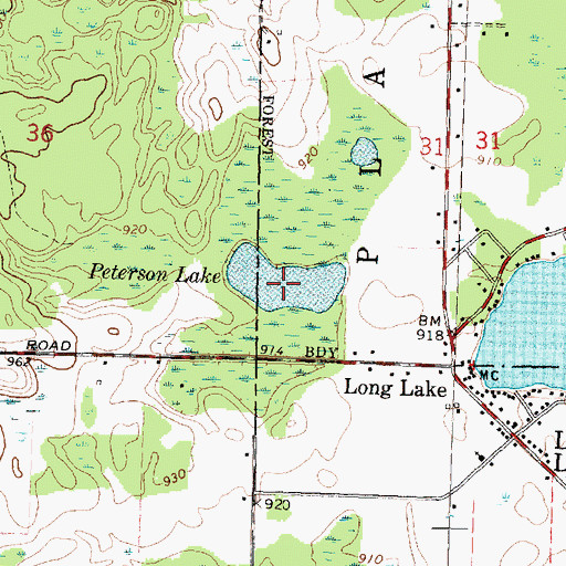 Topographic Map of Peterson Lake, MI
