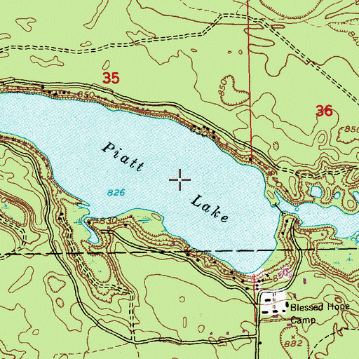 Topographic Map of Piatt Lake, MI