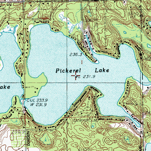 Topographic Map of Pickerel Lake, MI