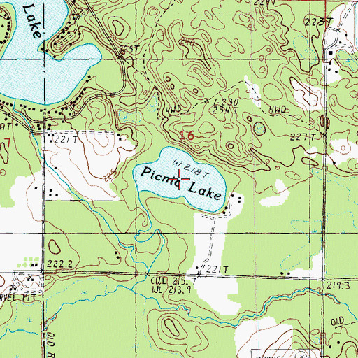 Topographic Map of Picnic Lake, MI