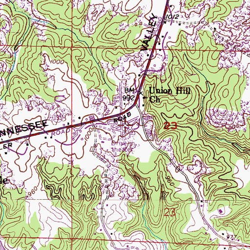 Topographic Map of Winston Memorial Cemetery, AL