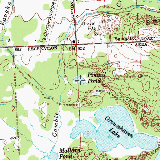 Topographic Map of Pintail Pond, MI
