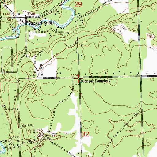 Topographic Map of Pioneer Cemetery, MI