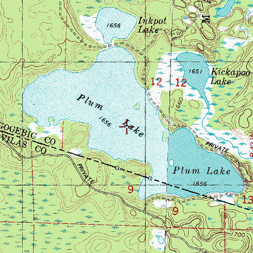Topographic Map of Plum Lake, MI