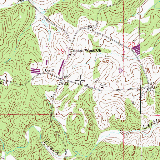 Topographic Map of Center West, AL