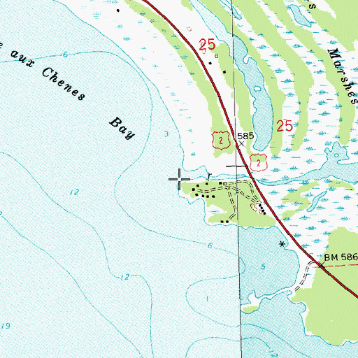 Topographic Map of Pointe aux Chenes River, MI