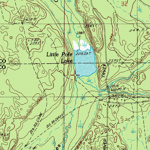 Topographic Map of Pole Creek, MI