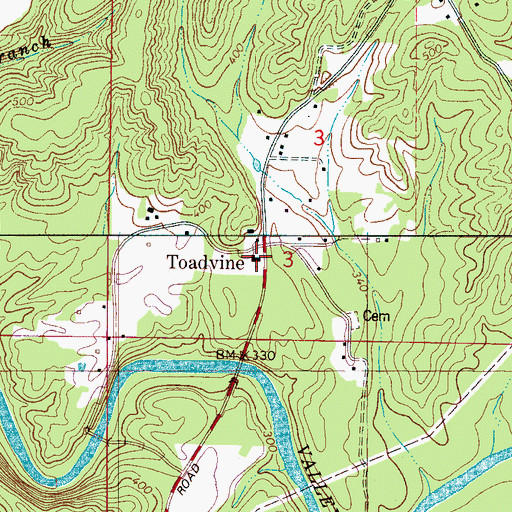 Topographic Map of Smithville Baptist Church, AL